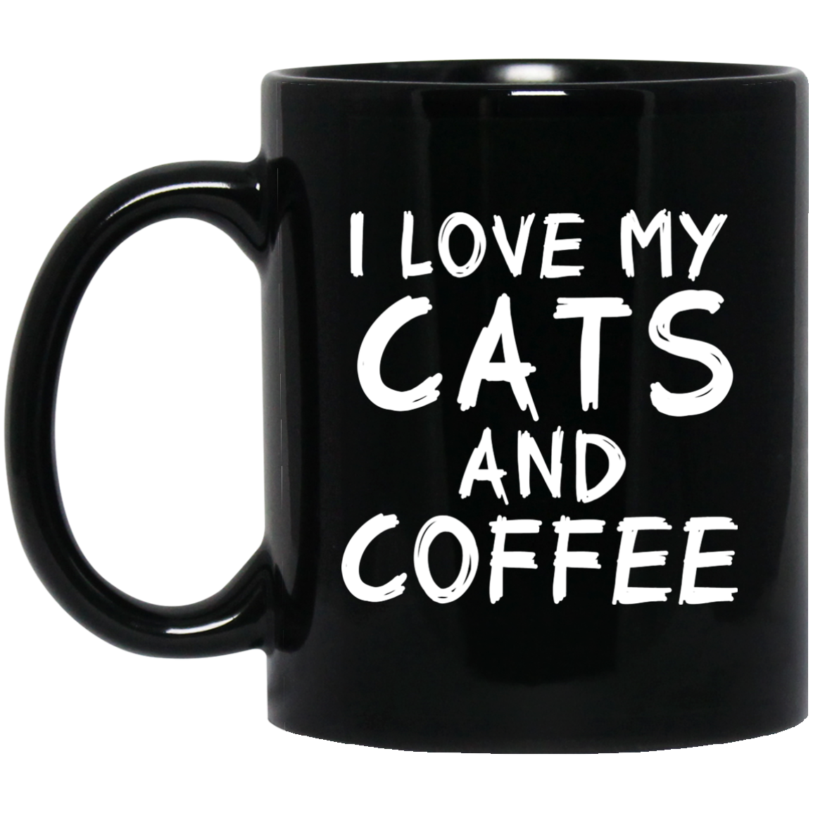 Cats and Coffee Black Mug