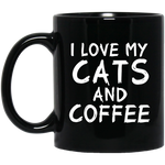 Cats and Coffee Black Mug